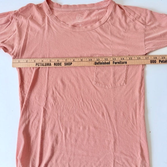 J. Crew Garment-Dyed Peach Crew Neck Long Sleeve Pocket Tee-Women’s Tee XS EUC - Picture 6 of 9